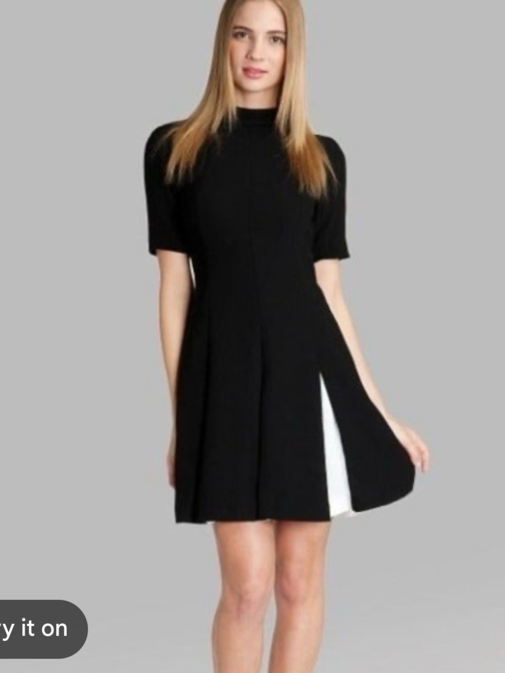 Ted Baker Ciena Crepe Pleated Dress Fit and Flare Black Colorblock Size 1 or S